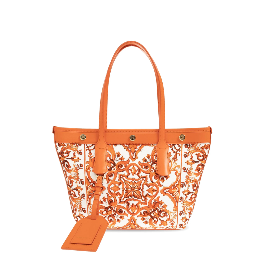 Dolce & Gabbana Atene Shopping Bag In Majolica-print Canvas