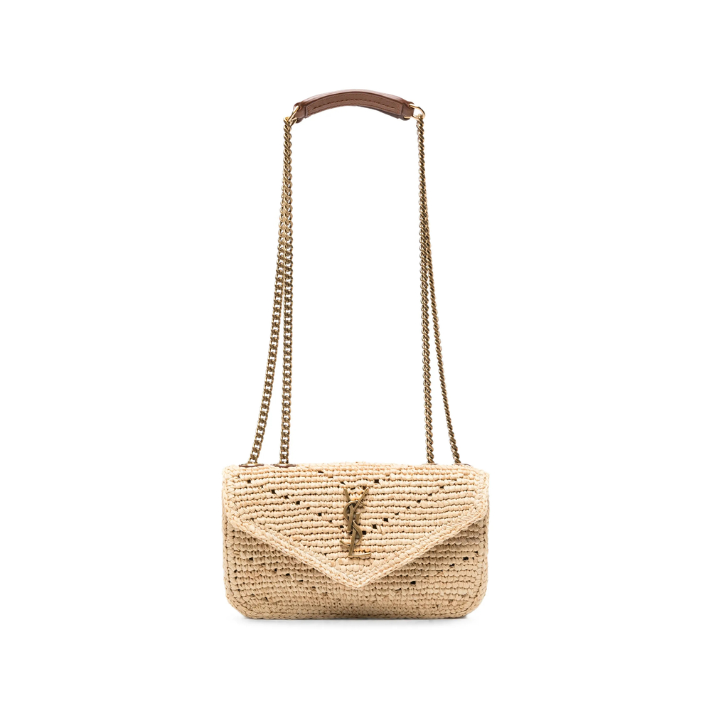 Saint Laurent Loulou Mini Bag In Raffia