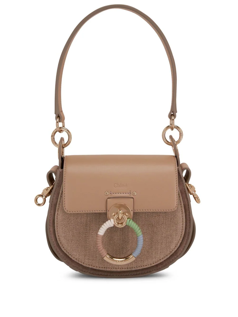 Chloé Tess Ring-Embellished Shoulder Bag Argyle Brown