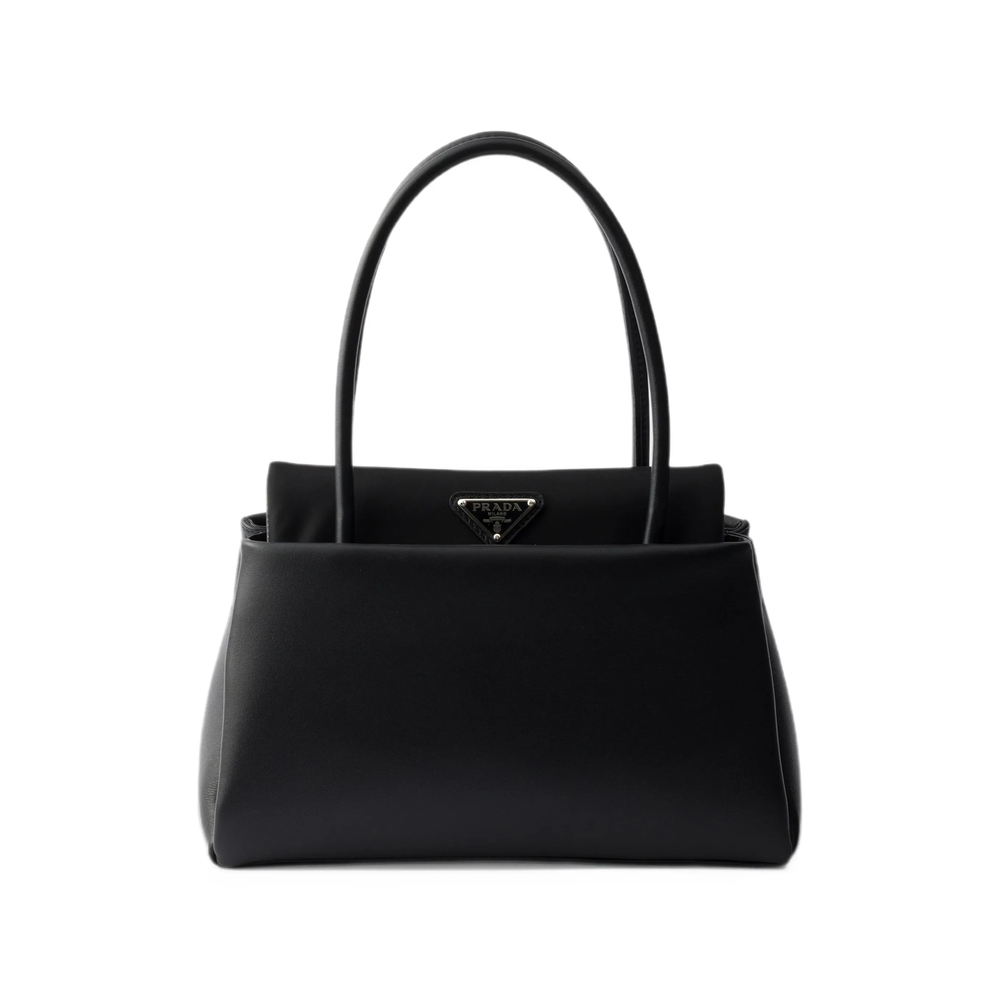 Prada Passage Small Leather Bag With Re-Nylon Flap