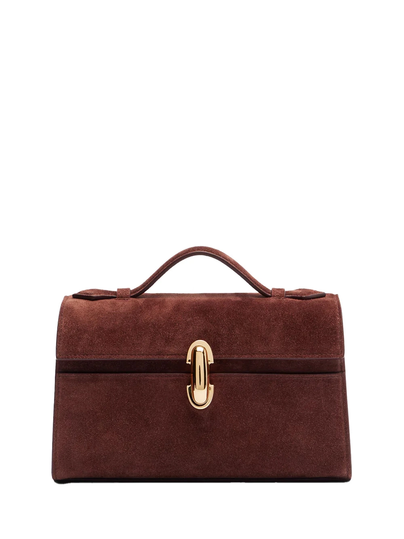 Savette symmetry pochette in suede Espresso Bag