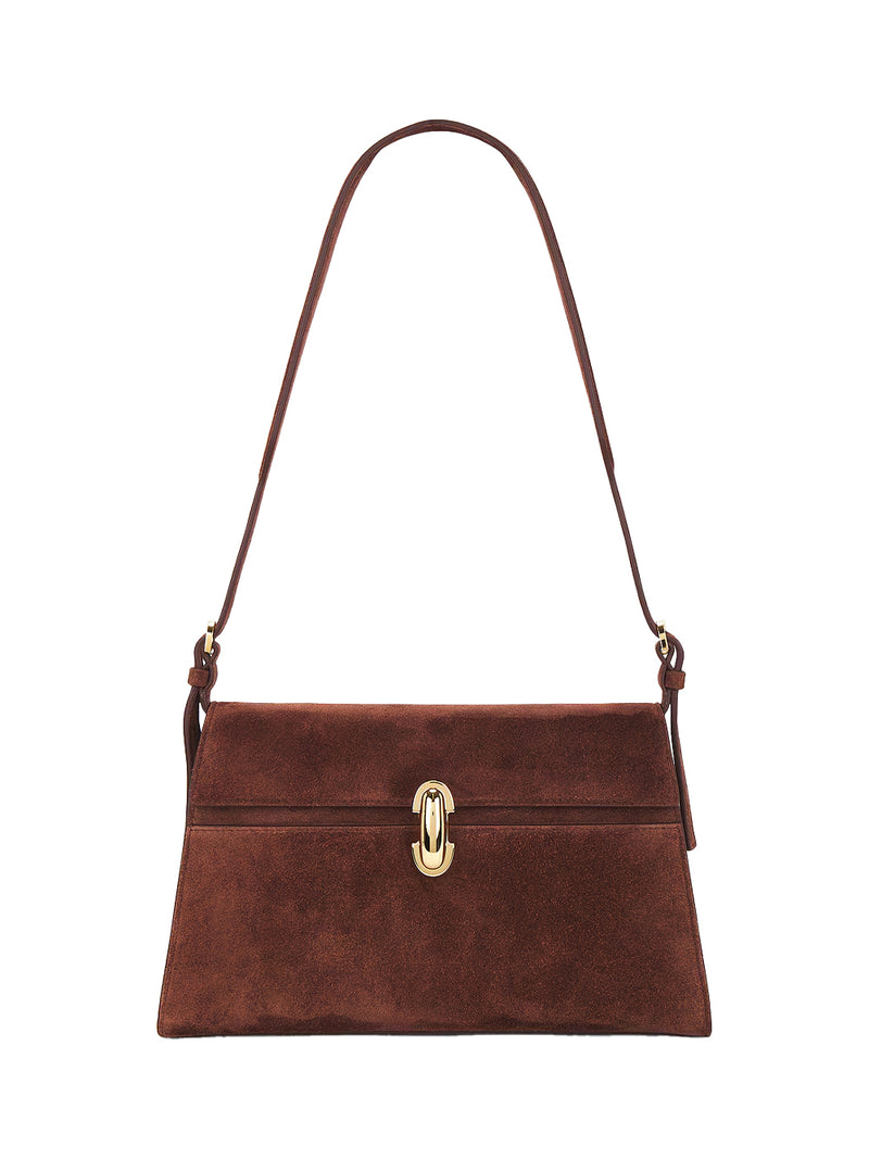 Savette symmetry shoulder bag in suede Espresso