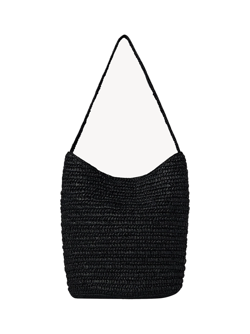 The Row Alma Shoulder Raffia Bag Black