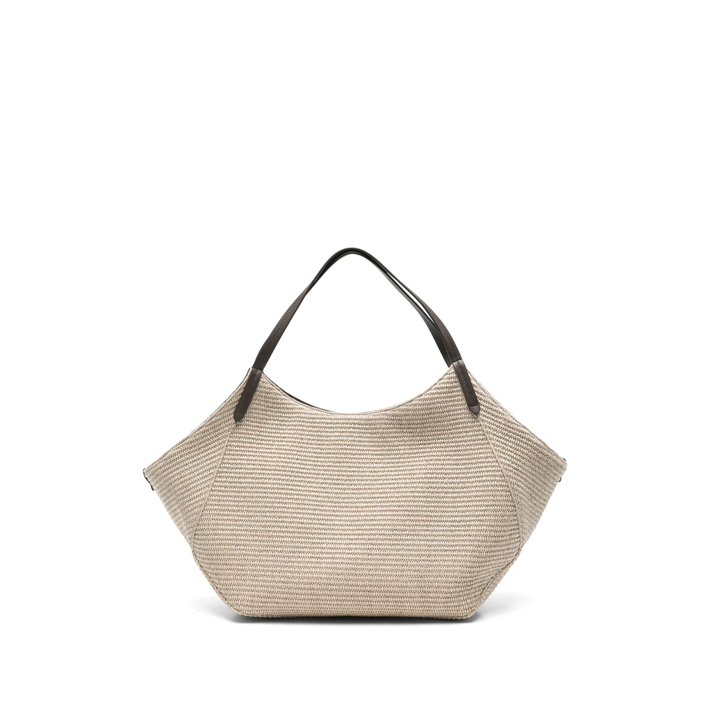 Brunello Cucinelli Woven Leather-trim Shoulder Bag