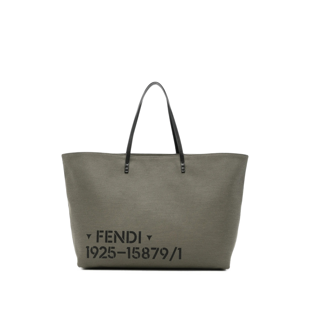 Fendi Roll Large Canvas Bag With Stencil Print