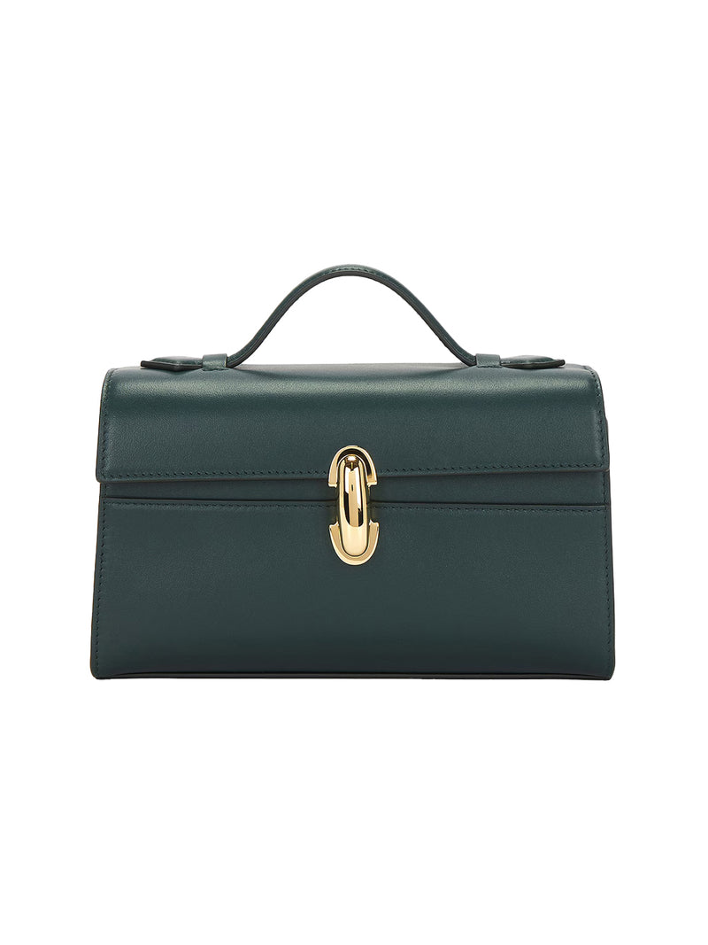 Savette symmetry pochette in smooth leather Pine