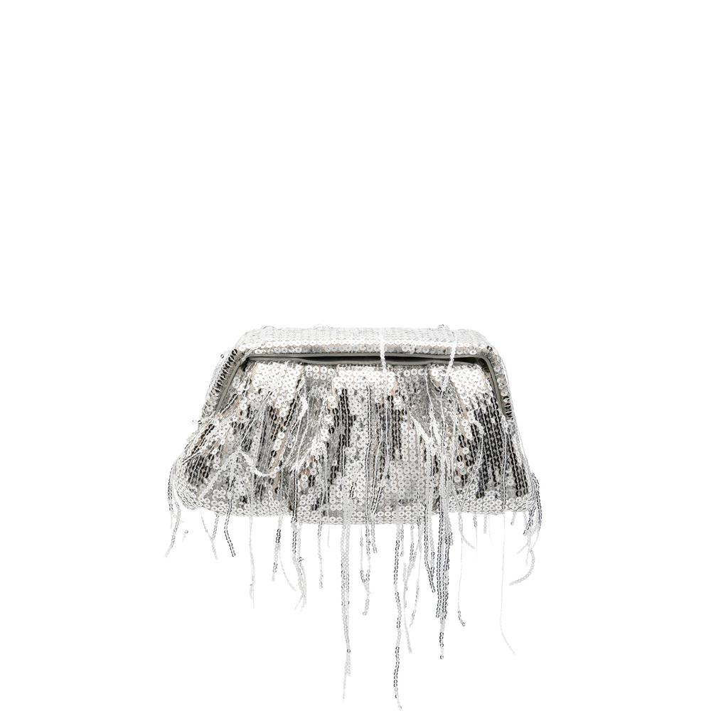 Themoirè Athena Sequin-embellished Fringed Clutch Bag