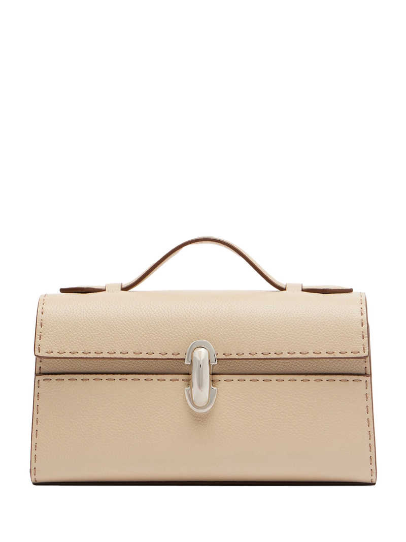 Savette symmetry pochette in grained leather Bone Bag