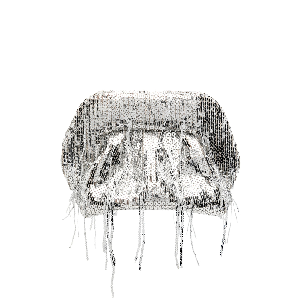 Themoirè Small Bios Sequin-embellished Fringed Clutch Bag