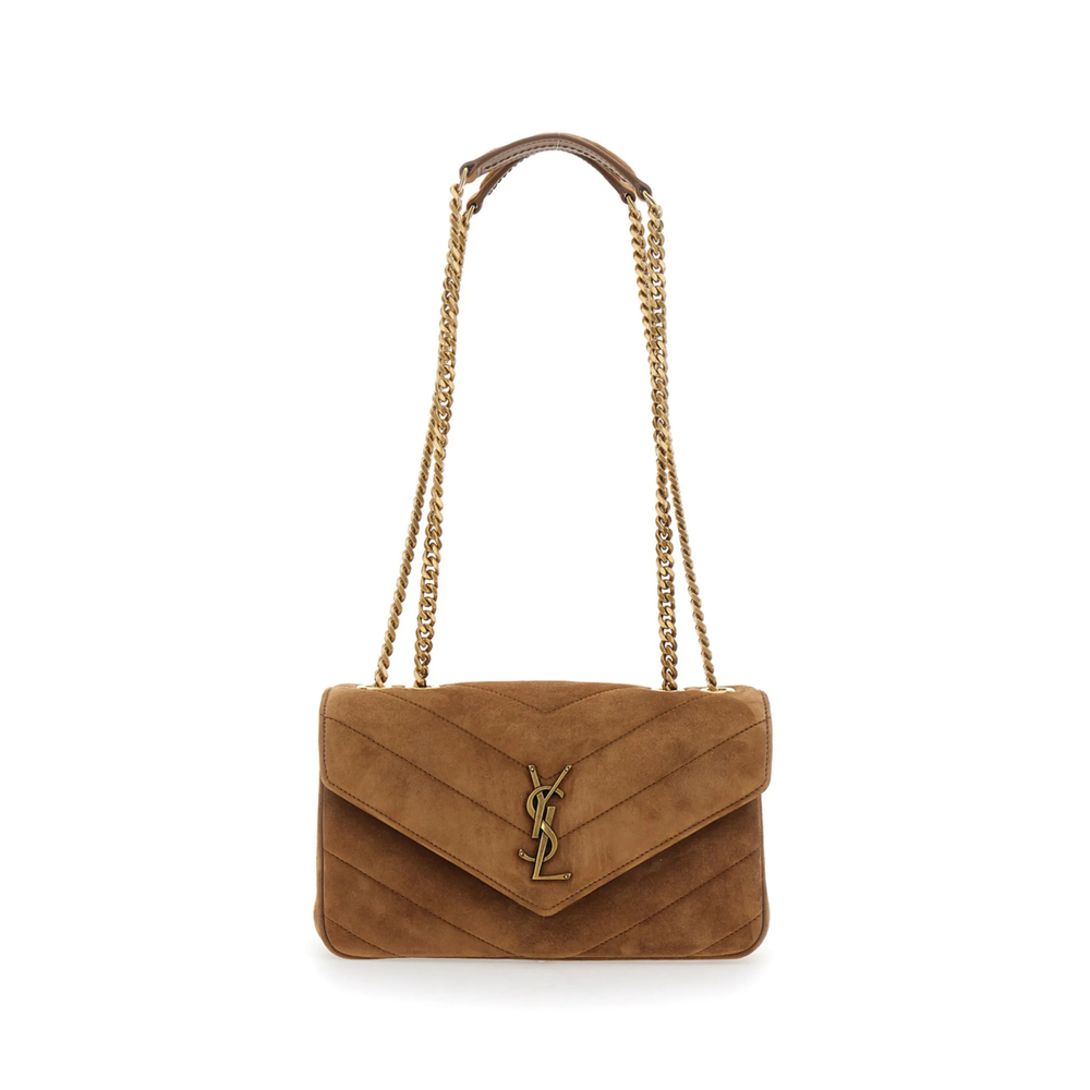 Saint Laurent Loulou Small In Matelassé Suede Bag