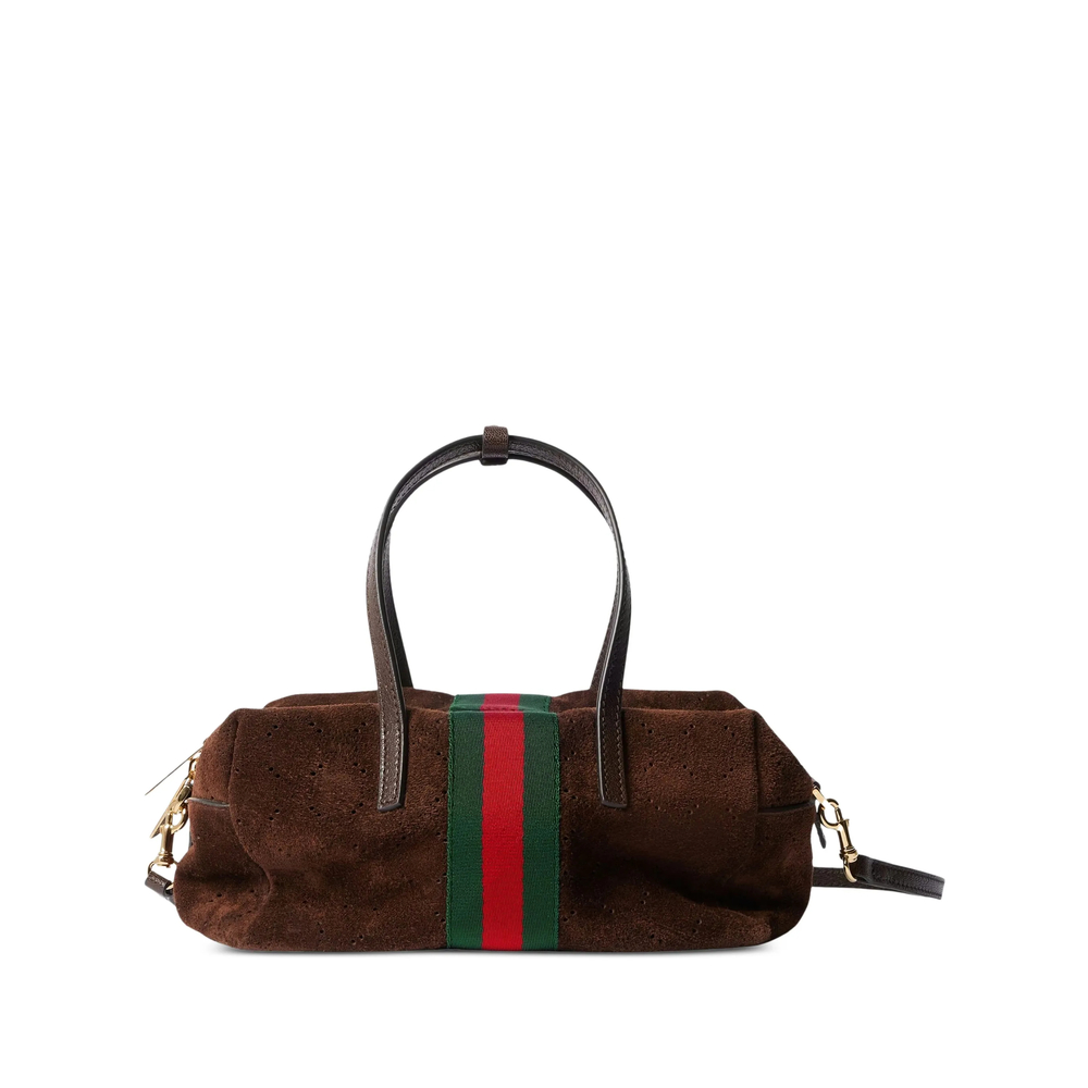 Gucci Small Boston Web Suede Tote Bag
