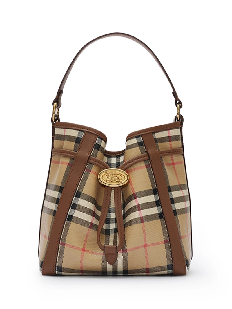 Burberry Mini Check Bucket Bag Beige